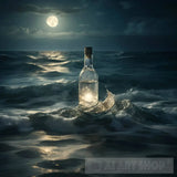 Reflection Of Moonlight In A Bottle Sea Water Nature Ai Art