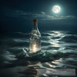 Reflection Of Moonlight In A Bottle Sea Water Nature Ai Art