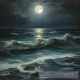 Reflection Of Moonlight In Sea Water Nature Ai Art