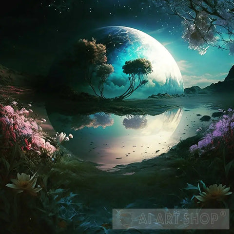 Reflections Of The Night Landscape Ai Art