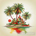 Reggae Beach Castle Landscape Ai Art