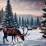 Reindeers In The Winter Landscape Ai Art