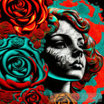 Retro Beauty And Roses Ai Painting