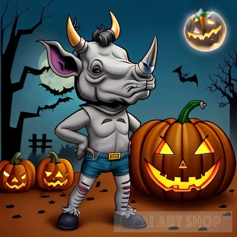 Rhino Character Creature Halloween Ai Artwork