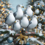 Ring Billed Gulls Merry Christmas Ai Artwork