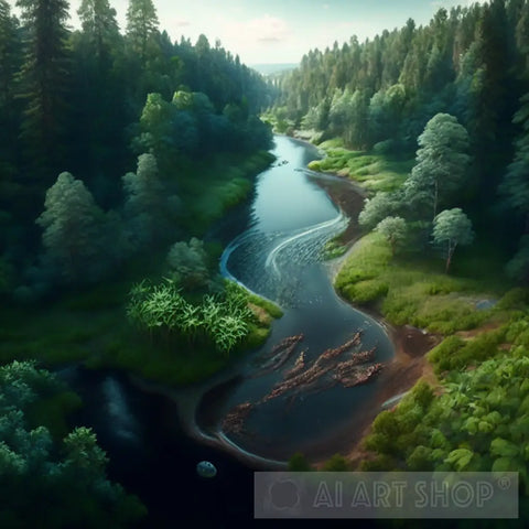 River Bend Nature Ai Art