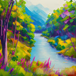 River Through The Lush Green Nature Ai Art