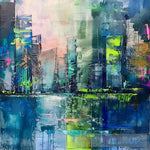 Riverbank Reflections - Abstract Cityscape Art Ai