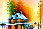 Riverside House Oil Painting Ai Painting