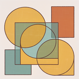 Mid-Century Modern Geometric Wall Art – Minimalist Retro Circles & Rectangles in Mustard, Teal & Terracotta