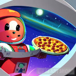 Robot In Space With A Pizza Ai Painting