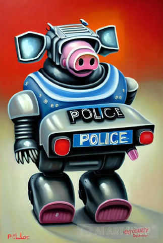 Robot Police Pig. Ai Artwork