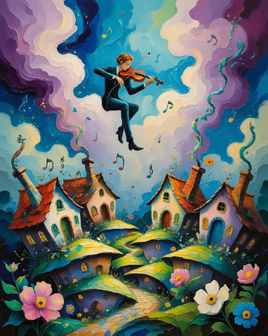 Floating Village Art | Chagall Surrealism AI Print
