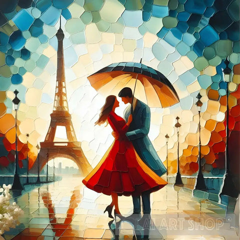 Romance In Paris Around The Eiffel Tower Ai Artwork
