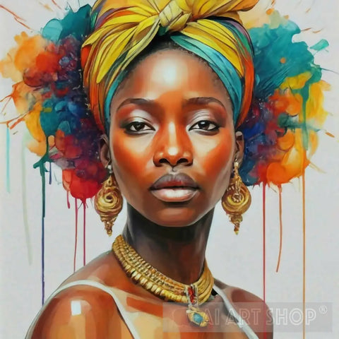 Romantic African Beauty Portrait Ai Art