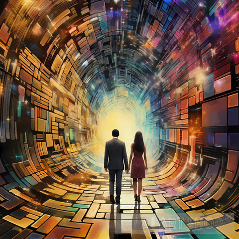 Romantic Couple On The Path In Tunnel Ai Artwork