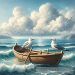 Romantic Seagull Boat Ride Ai Artwork