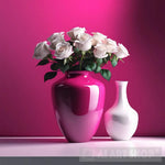 Rose Flowers Still Life In Pink & White 1 Ai Art