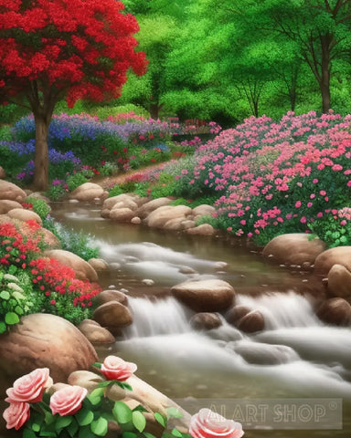 Rose River Garden 2 Landscape Ai Art