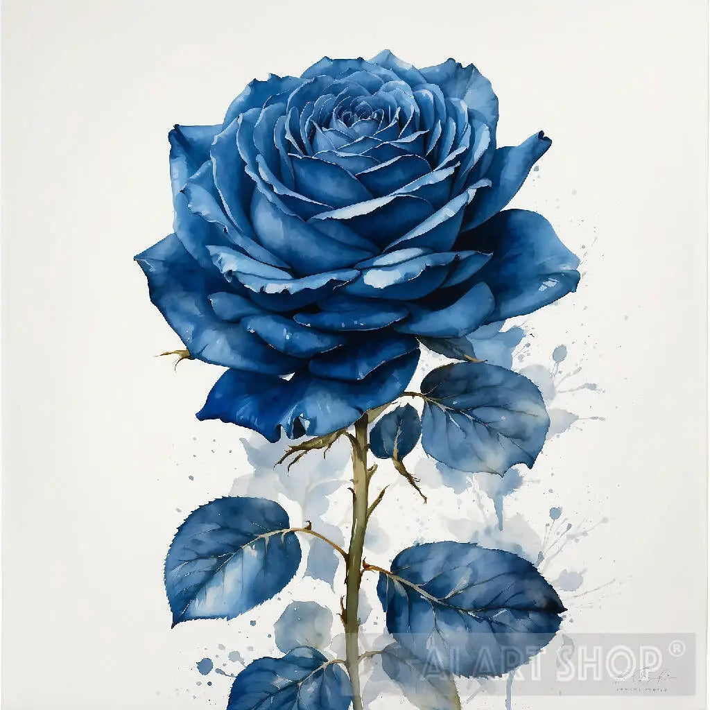 velvety blue rose watercolor painting