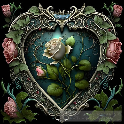 Roses In A Heart Ai Artwork