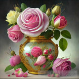 Roses In Antique Fuchsia Jar Ai Artwork