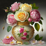 Roses In Antique Fuchsia Jar Ai Artwork