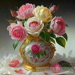 Roses In Antique Fuchsia Jar Ai Artwork