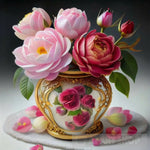 Roses In Antique Fuchsia Jar Ai Artwork