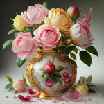 Roses In Antique Fuchsia Jar Ai Artwork