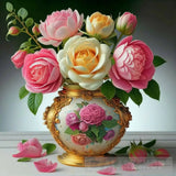 Roses In Antique Fuchsia Jar Ai Artwork