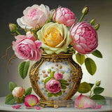 Roses In Antique Fuchsia Jar Ai Artwork