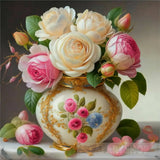 Roses In Antique Fuchsia Jar Ai Artwork