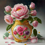 Roses In Antique Fuchsia Jar Ai Artwork