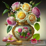 Roses In Antique Fuchsia Jar Ai Artwork