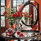 Roses In Front Of A Mirror Still Life Ai Art