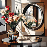 Roses In Front Of A Mirror Still Life Ai Art