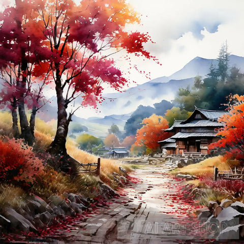 Rustic Autumn Landscape Scenery Landscape Ai Art