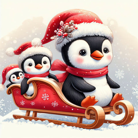 3 cute penguins in a sleigh copy