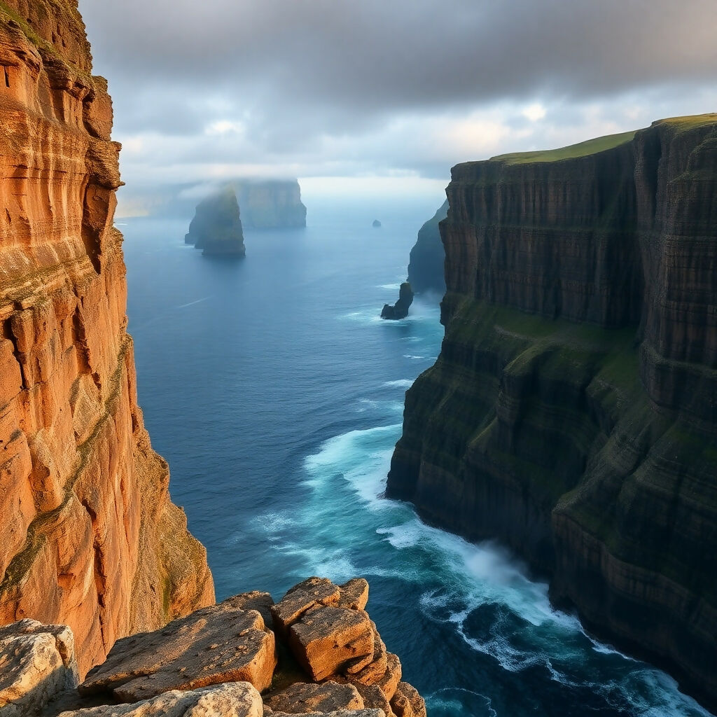 Dramatic Sea Cliffs and Rock Formations Rising From Turquoise Ocean