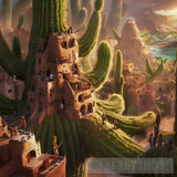 Saguaro Skyrise: A Thriving City Built On Giant Cacti Ai Artwork