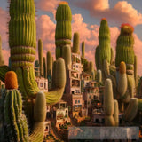 Saguaro Skyrise: A Thriving City Built On Giant Cacti Ai Artwork