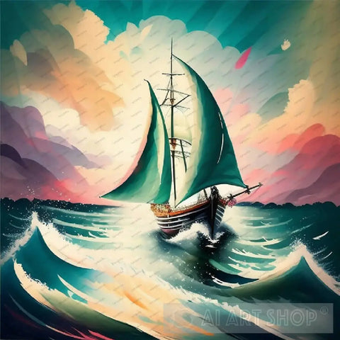 Sailing Boat Surrealism Ai Art