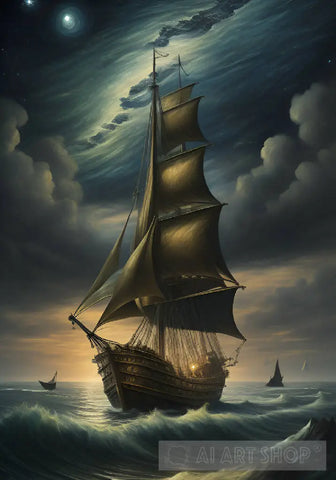 Sailing Ship In The Sea Nature Ai Art #45A Nature Ai Art