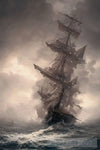 Sailing Trough The Storm Ai Painting