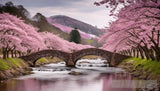 Sakura Blossom And A Stone Bridge Landscape Ai Art