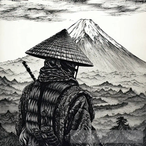 Samurai Contemplating Fuji Ai Artwork