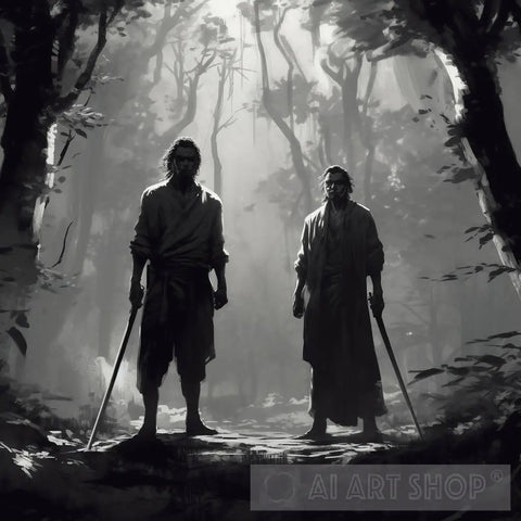 Samurai In The Dark Ai Artwork