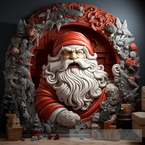 Santa Claus On Snow Wall Ai Painting