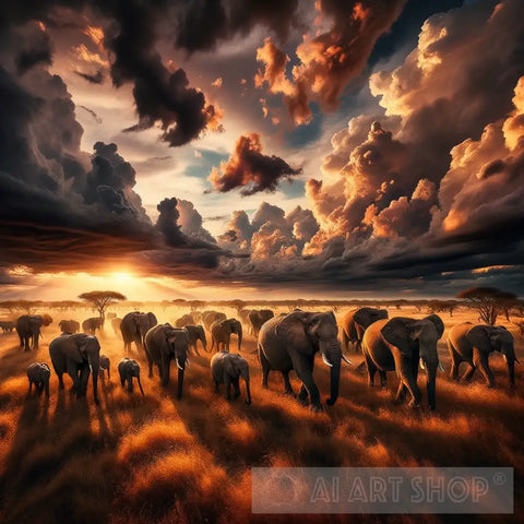 Savannah Sojourn Nature Ai Art
